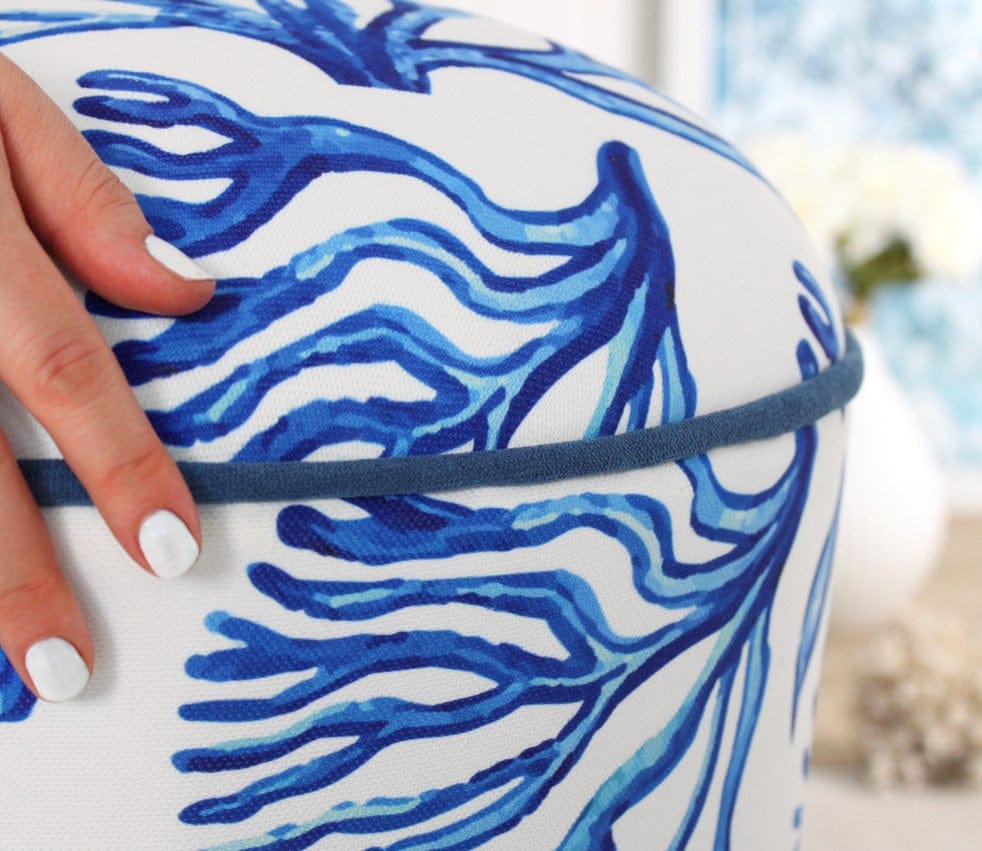 Taburet tapitat cu stofa, Rakamoz Marine Multicolor, Ø43xH46 cm (4)