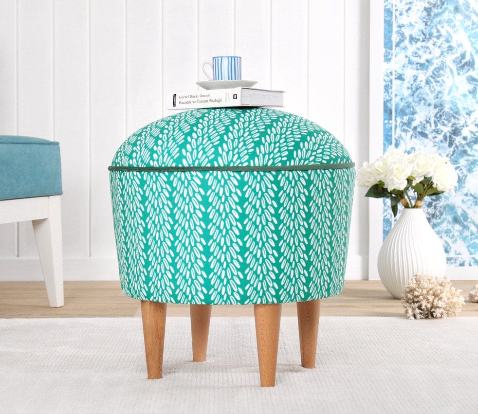 Taburet tapitat cu stofa, Rakamoz Multicolor, Ø43xH46 cm