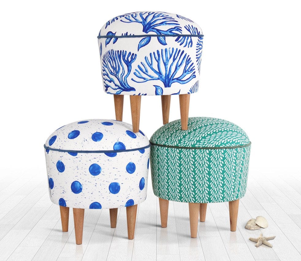 Taburet tapitat cu stofa, Rakamoz Multicolor, Ø43xH46 cm (5)