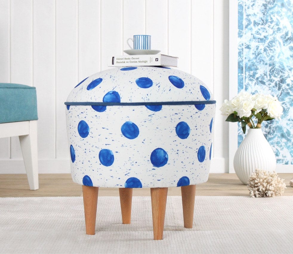 Asir Taburet tapitat cu stofa, Rakamoz Spheres Multicolor, Ø43xH46 cm