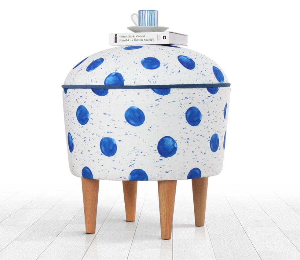 Asir Taburet tapitat cu stofa, Rakamoz Spheres Multicolor, Ø43xH46 cm