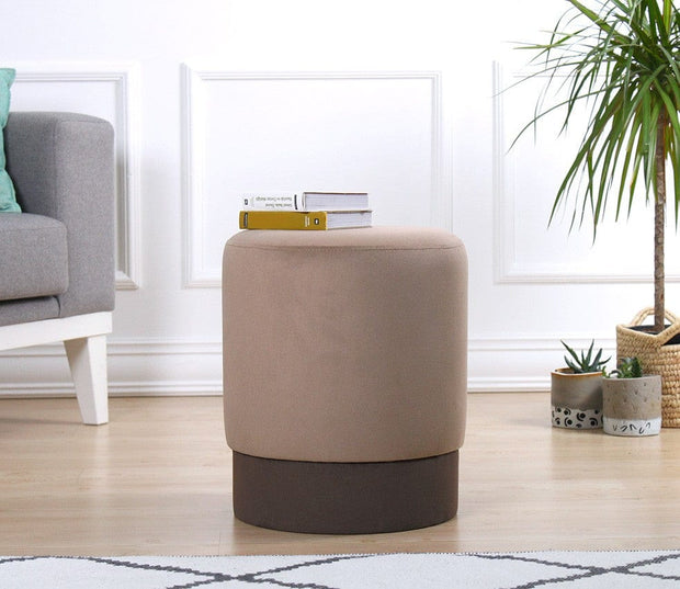 Taburet tapitat cu stofa, Ropp Cappuccino, Ø38xH43 cm (1)