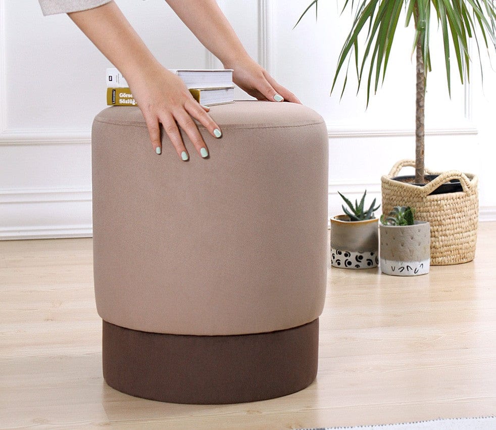 Taburet tapitat cu stofa, Ropp Cappuccino, Ø38xH43 cm (2)