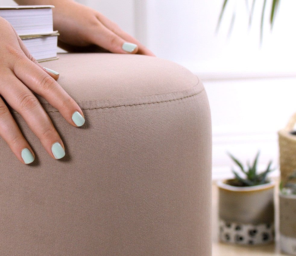 Taburet tapitat cu stofa, Ropp Cappuccino, Ø38xH43 cm (3)