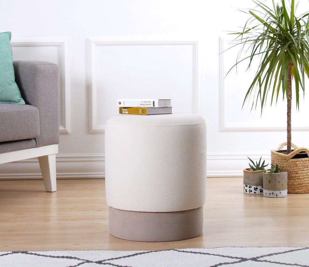 Asir Taburet tapitat cu stofa, Ropp Crem, Ø38xH43 cm
