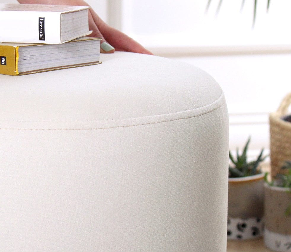 Asir Taburet tapitat cu stofa, Ropp Crem, Ø38xH43 cm