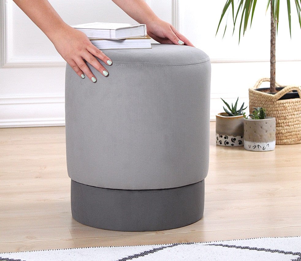 Asir Taburet tapitat cu stofa, Ropp Gri, Ø38xH43 cm