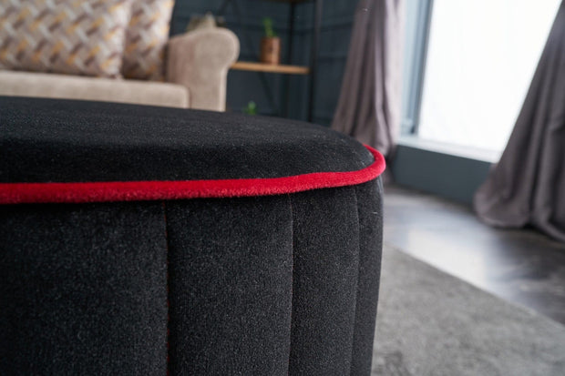 Asir Taburet tapitat cu stofa, Rose Antracit, Ø40xH40 cm