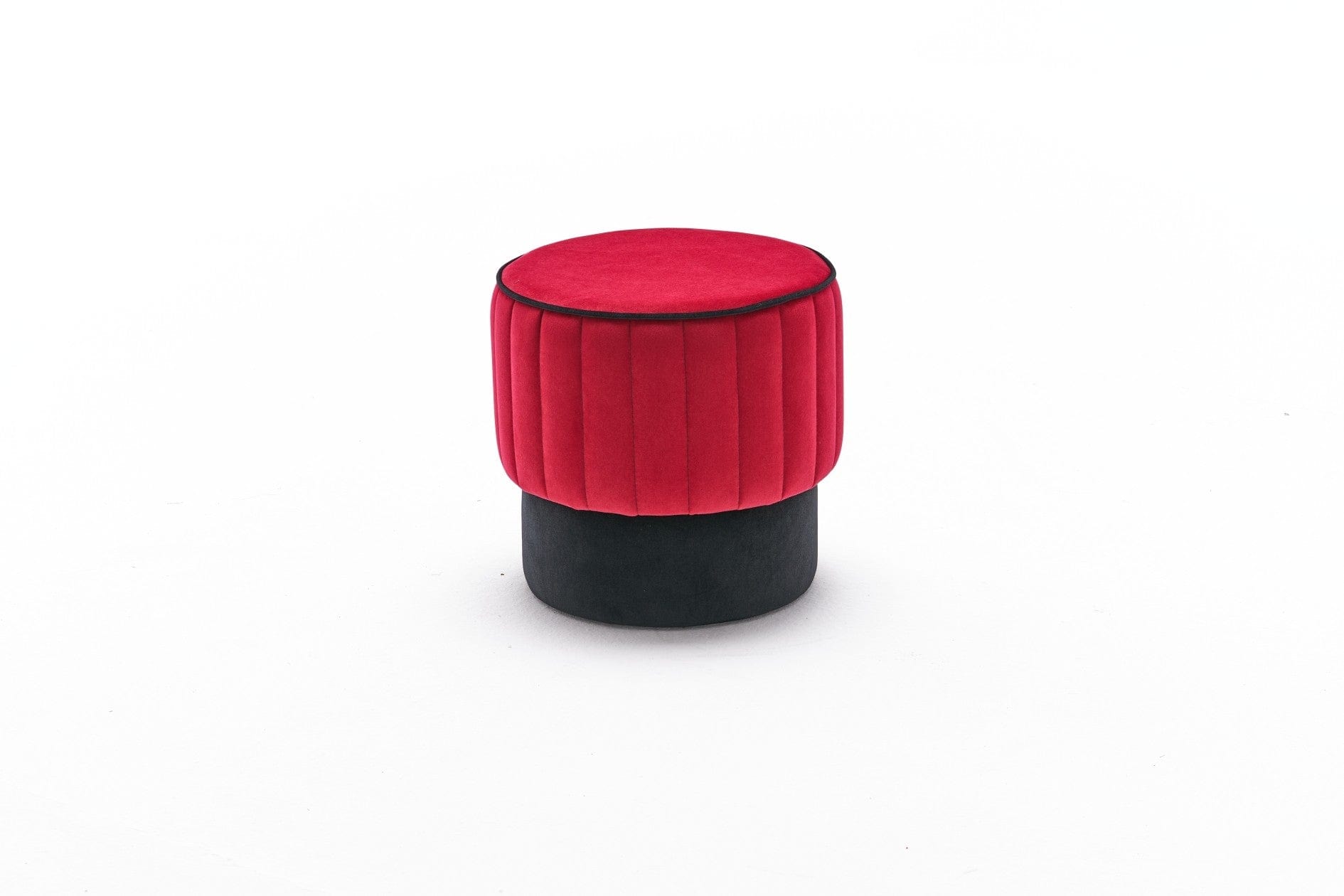 Taburet tapitat cu stofa, Rose Rosu, Ø40xH40 cm (5)