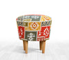 Asir Taburet tapitat cu stofa, Rug Patch Multicolor, Ø42xH42 cm