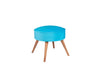 Taburet tapitat cu stofa si picioare din lemn, Boyce Turcoaz / Maro, Ø45xH41 cm