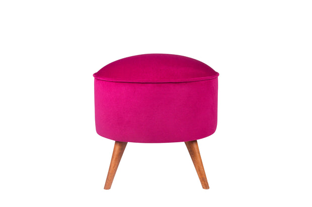 Taburet tapitat cu stofa si picioare din lemn, Buena Park Violet / Maro, Ø45xH45 cm (1)