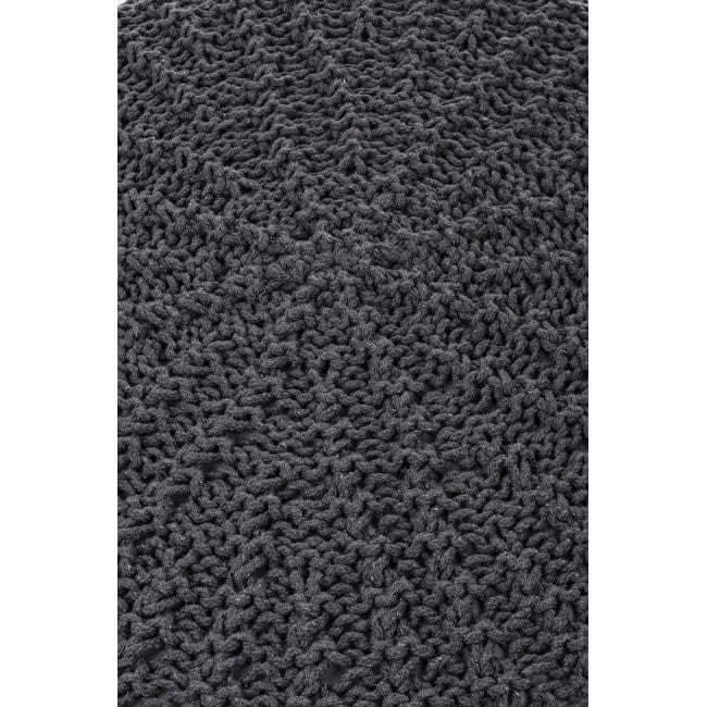 Taburet tapitat cu stofa si picioare din lemn de pin Braid Gri inchis, Ø70xH40 cm (2)