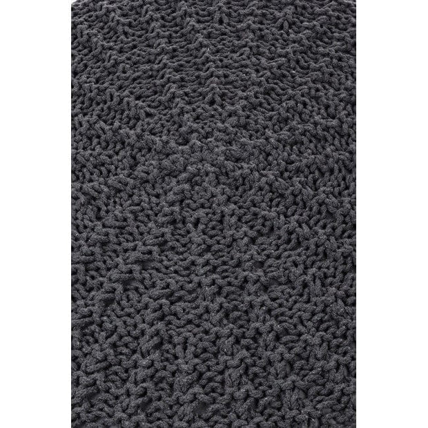 Taburet tapitat cu stofa si picioare din lemn de pin Braid Gri inchis, Ø70xH40 cm (2)