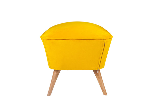 Taburet tapitat cu stofa si picioare din lemn, Lake View Galben / Maro, l57xA45xH45 cm (2)