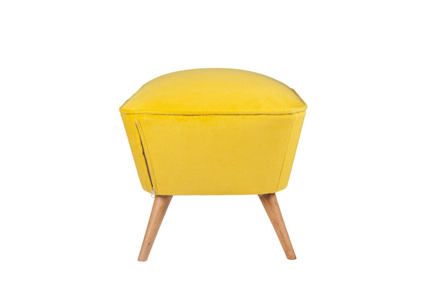 Taburet tapitat cu stofa si picioare din lemn, Lake View Mustariu / Maro, l57xA45xH45 cm (2)