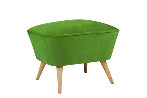 Taburet tapitat cu stofa si picioare din lemn, Lake View Verde / Maro, l57xA45xH45 cm