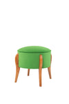 Taburet tapitat cu stofa si picioare din lemn, Lockett Verde / Maro, Ø45xH45 cm