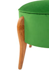 Taburet tapitat cu stofa si picioare din lemn, Lockett Verde / Maro, Ø45xH45 cm (2)