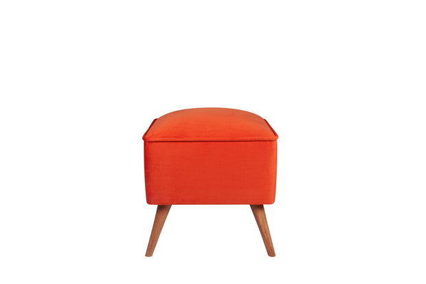 Taburet tapitat cu stofa si picioare din lemn, New Bern Caramiziu / Maro, l41xA41xH44 cm (1)