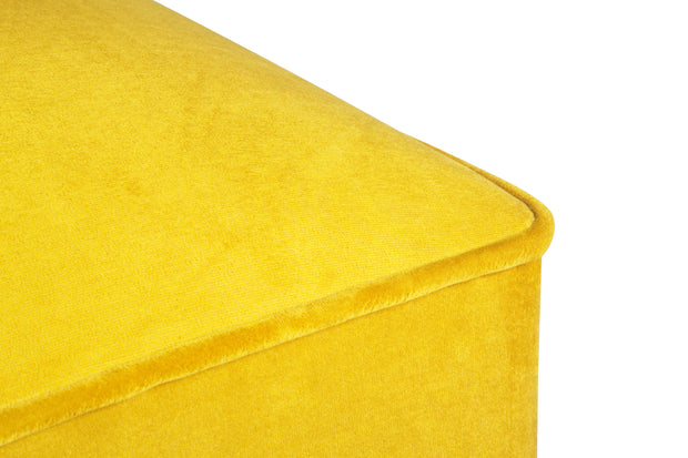 Taburet tapitat cu stofa si picioare din lemn, New Bern Mustariu / Maro, l41xA41xH44 cm (2)