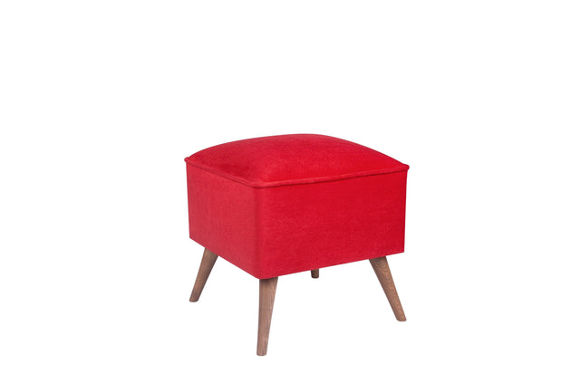 Taburet tapitat cu stofa si picioare din lemn, New Bern Rosu / Maro, l41xA41xH44 cm