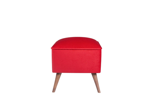 Taburet tapitat cu stofa si picioare din lemn, New Bern Rosu / Maro, l41xA41xH44 cm (1)