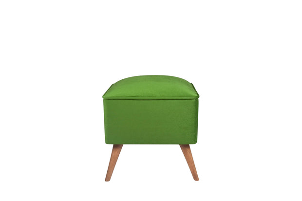 Taburet tapitat cu stofa si picioare din lemn, New Bern Verde / Maro, l41xA41xH44 cm (1)