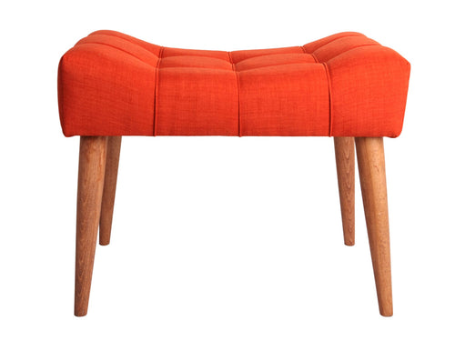 Taburet tapitat cu stofa si picioare din lemn, New Cool Crem / Maro, l58xA40xH45 cm