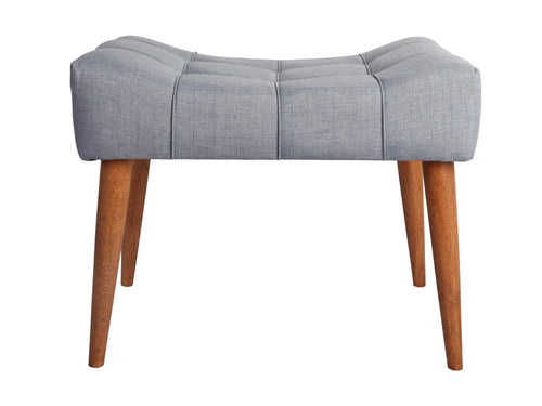 Taburet tapitat cu stofa si picioare din lemn, New Cool Gri Albastrui / Maro, l58xA40xH45 cm