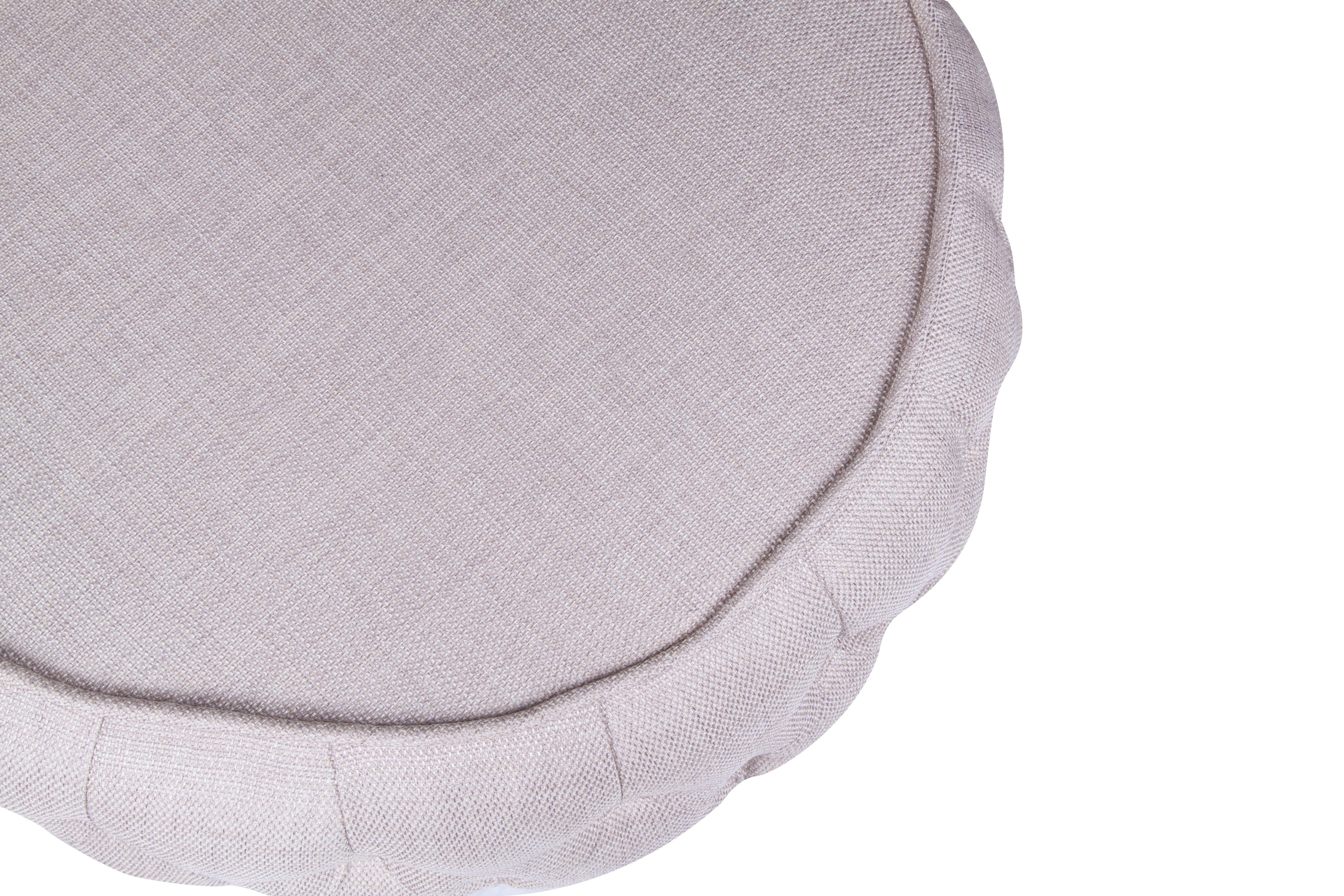 Taburet tapitat cu stofa si picioare din lemn, Santa Clara Ecru / Maro, Ø56xH45 cm (2)