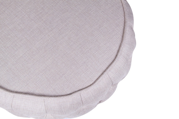 Taburet tapitat cu stofa si picioare din lemn, Santa Clara Ecru / Maro, Ø56xH45 cm (2)