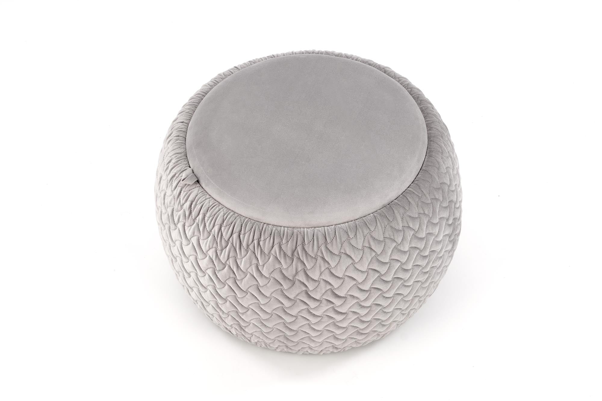 Taburet tapitat cu stofa si spatiu de depozitare, Bonilla Gri Deschis, Ø54xH37 cm (3)