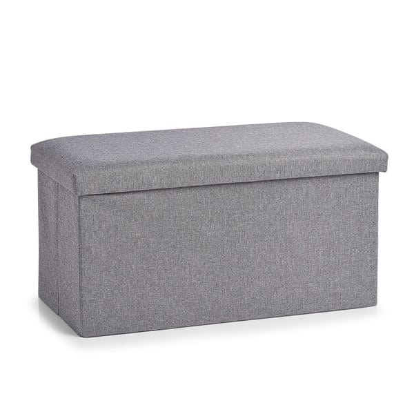 Zeller Taburet tapitat cu stofa si spatiu de depozitare, Chest Gri, l70xA35xH35 cm