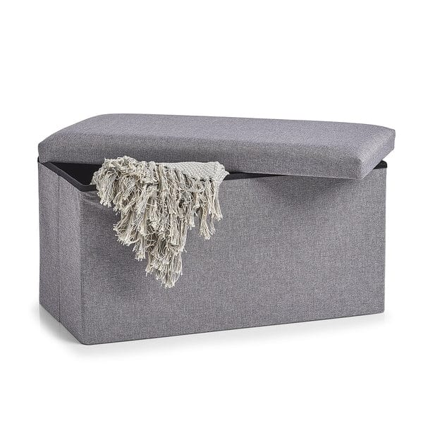 Zeller Taburet tapitat cu stofa si spatiu de depozitare, Chest Gri, l70xA35xH35 cm