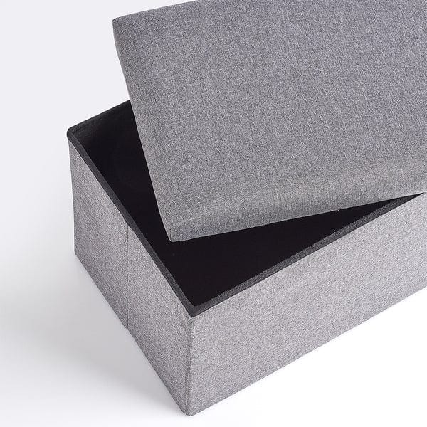 Zeller Taburet tapitat cu stofa si spatiu de depozitare, Chest Gri, l70xA35xH35 cm