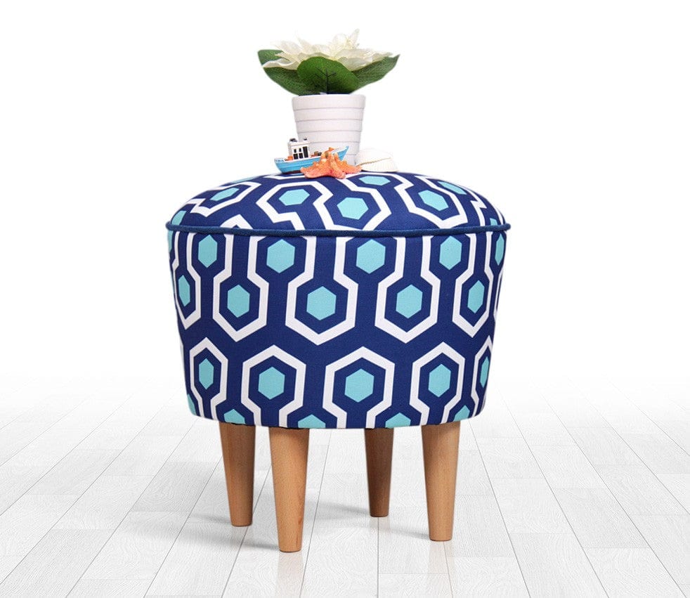 Asir Taburet tapitat cu stofa, Sky Patch III Albastru, Ø42xH42 cm