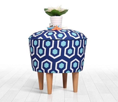 Asir Taburet tapitat cu stofa, Sky Patch III Albastru, Ø42xH42 cm