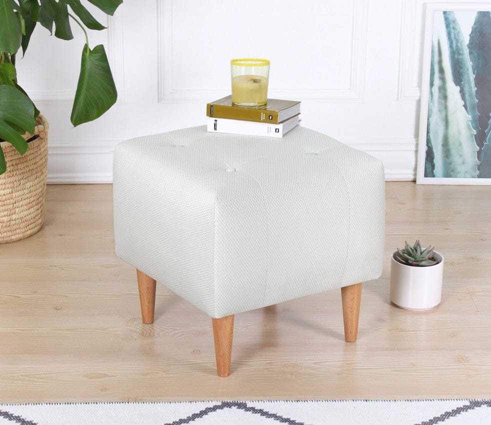 Asir Taburet tapitat cu stofa, Tomp Crem, l43xA43xH43 cm