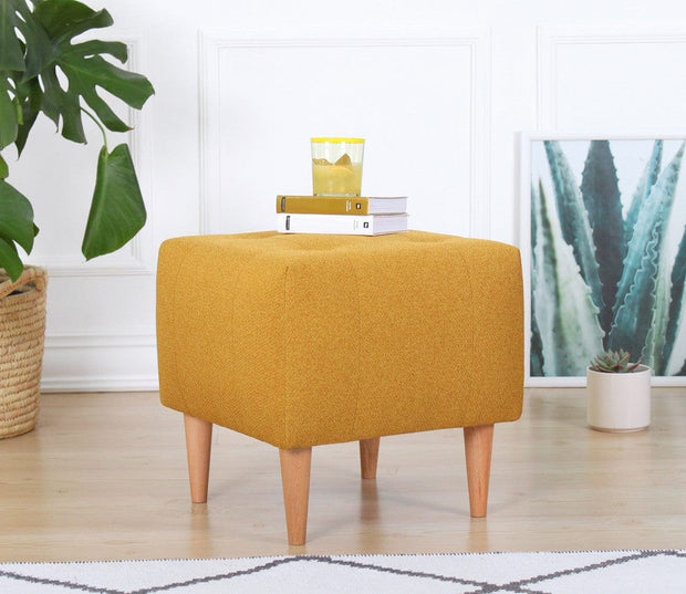 Asir Taburet tapitat cu stofa, Tomp Galben, l43xA43xH43 cm