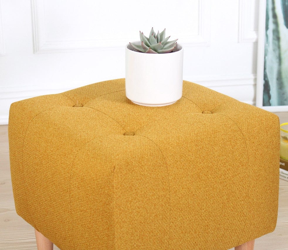 Asir Taburet tapitat cu stofa, Tomp Galben, l43xA43xH43 cm