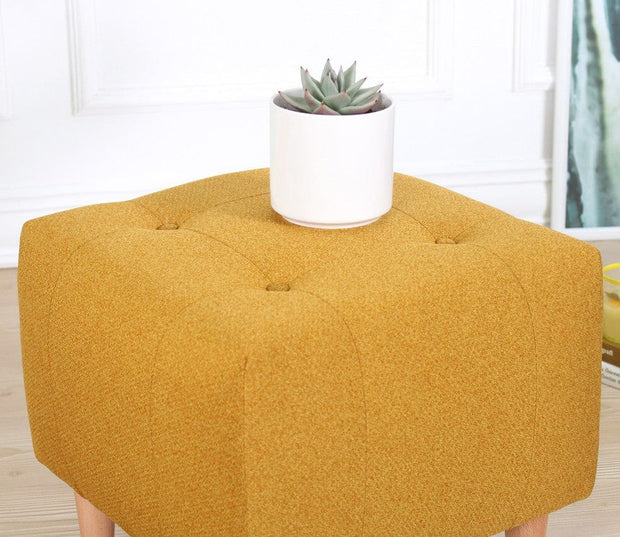 Asir Taburet tapitat cu stofa, Tomp Galben, l43xA43xH43 cm