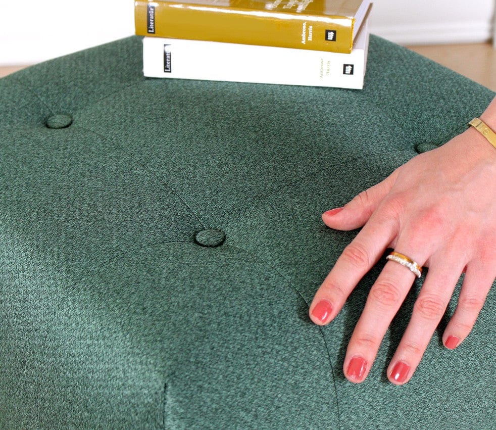 Asir Taburet tapitat cu stofa, Tomp Verde, l43xA43xH43 cm