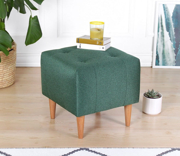 Asir Taburet tapitat cu stofa, Tomp Verde, l43xA43xH43 cm