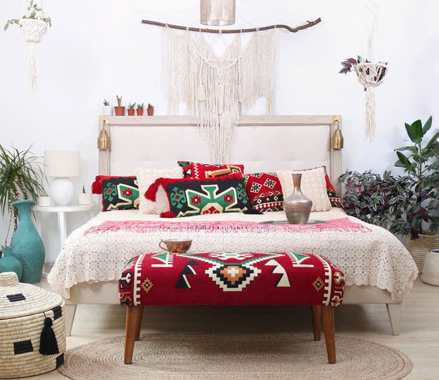 Taburet tapitat cu stofa, Vezir Patch I Multicolor, l91xA46xH42 cm (2)