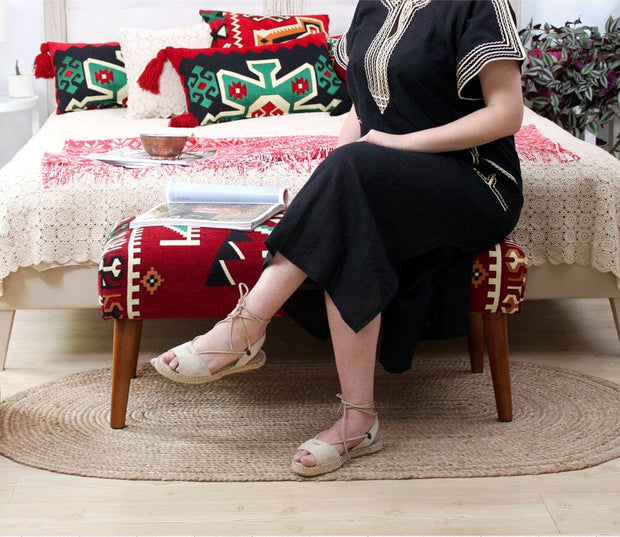 Taburet tapitat cu stofa, Vezir Patch I Multicolor, l91xA46xH42 cm (4)