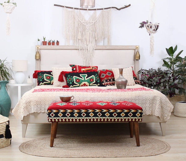 Asir Taburet tapitat cu stofa, Vezir Patch II Multicolor, l91xA46xH42 cm