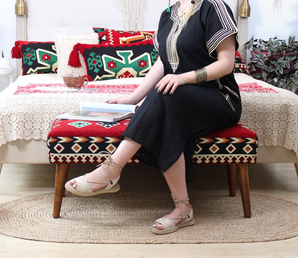 Asir Taburet tapitat cu stofa, Vezir Patch II Multicolor, l91xA46xH42 cm