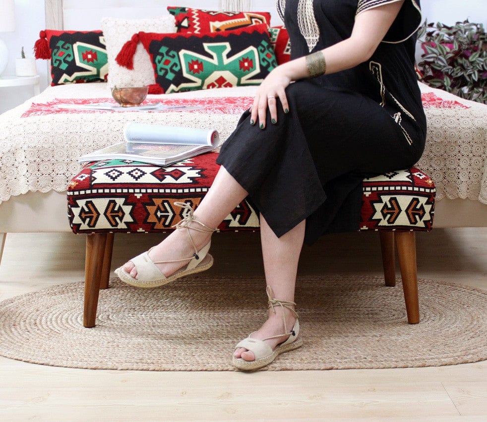 Taburet tapitat cu stofa, Vezir Patch III Multicolor, l91xA46xH42 cm (5)