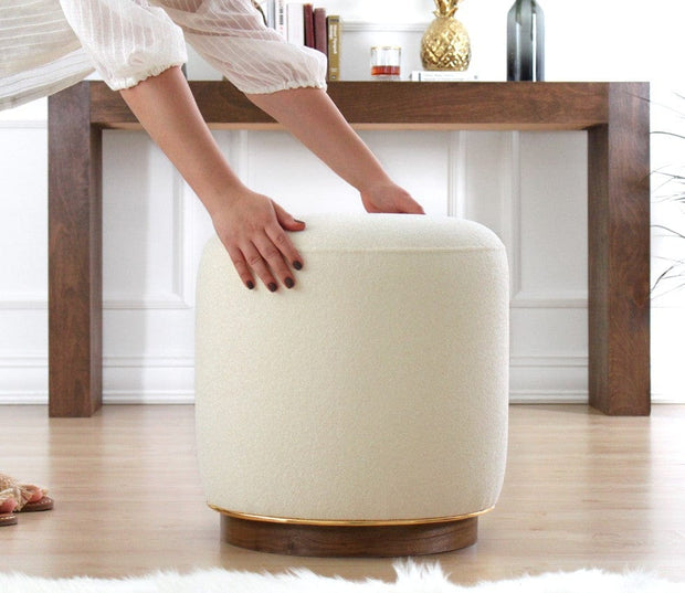 Asir Taburet tapitat cu stofa, Zeone Crem, Ø42xH43 cm